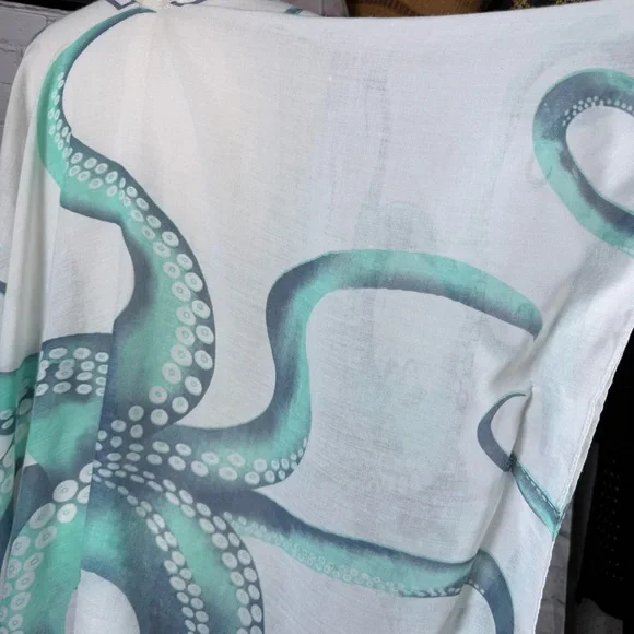 JC Just Classic Octopus Print Kimono Tassels Hem - Picture 6 of 10